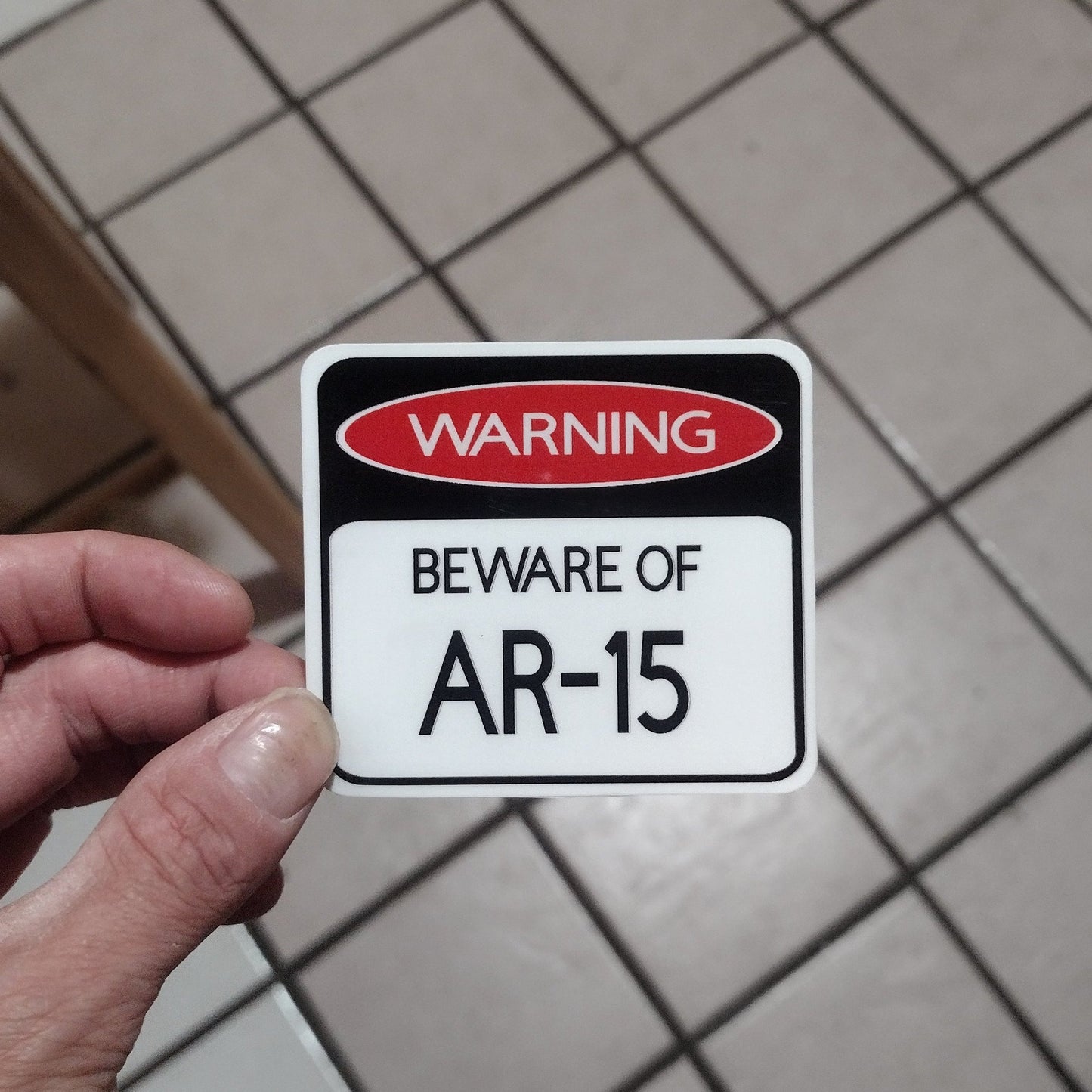 BEWARE of AR-15 (sticker)